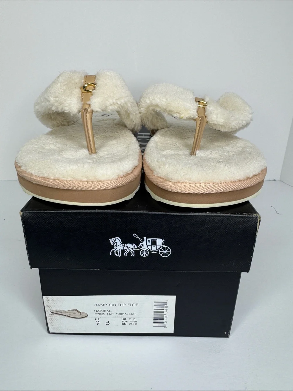 Coach Hampton Flip Flop Sandals with Gold Accent